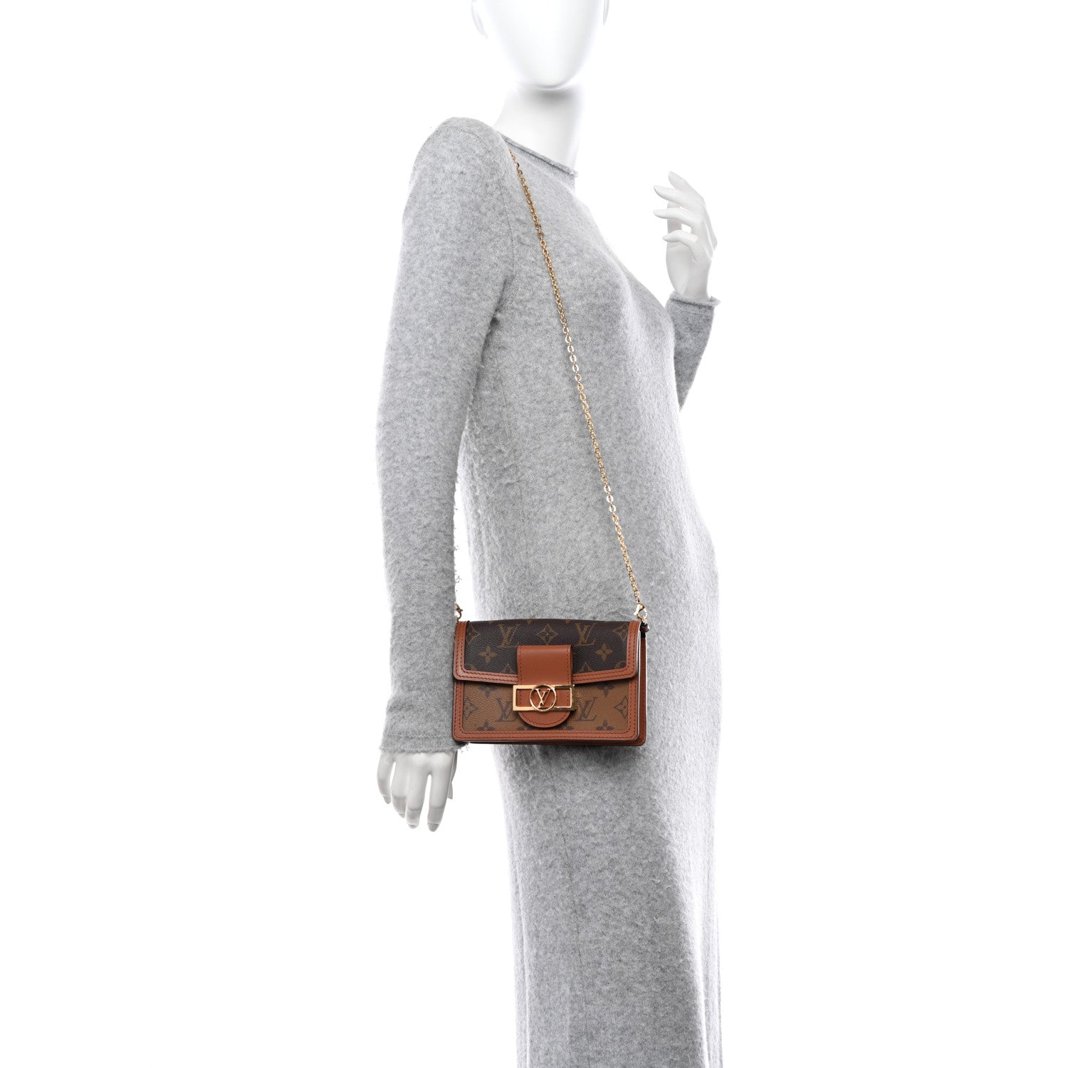 Louis Vuitton LOUIS VUITTON Reverse Monogram Dauphine Chain Wallet 2 of 10