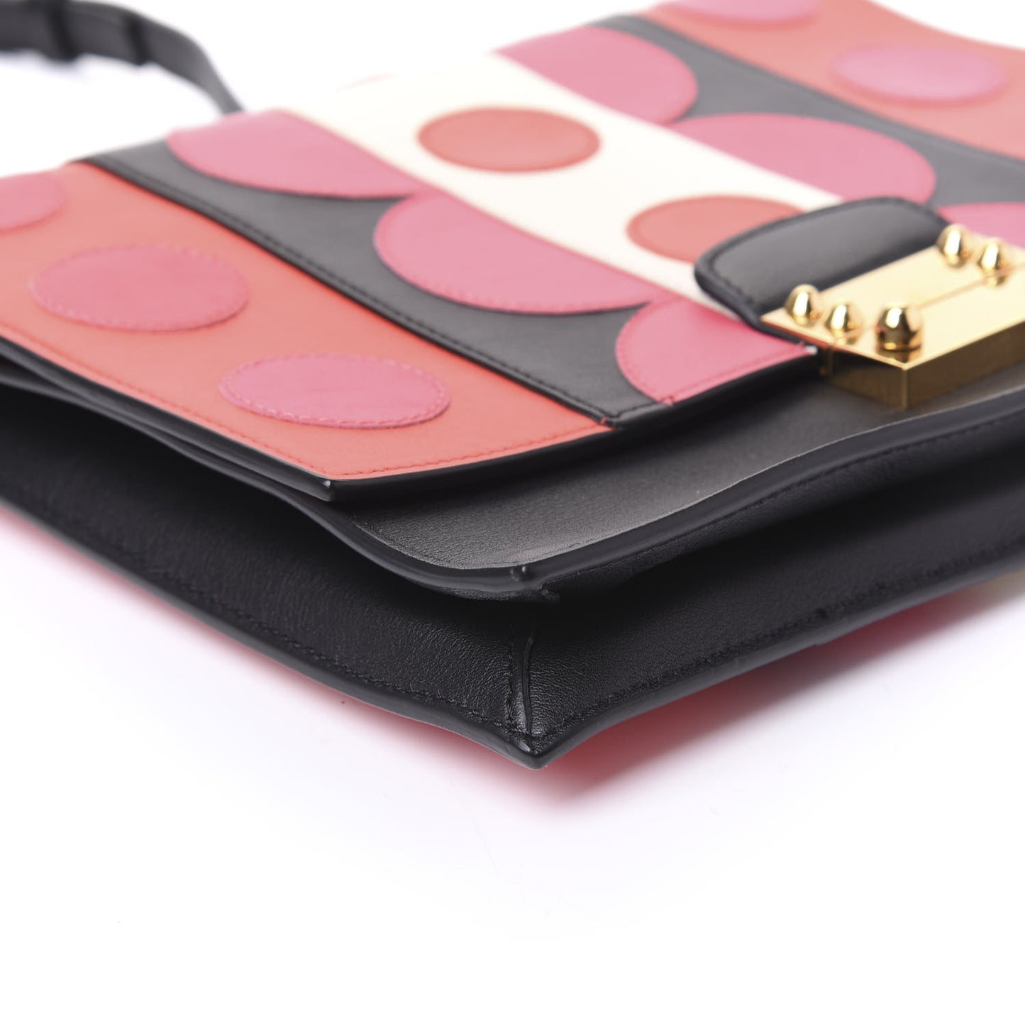 Calfskin Carmen Shoulder Bag Black Deep Rose