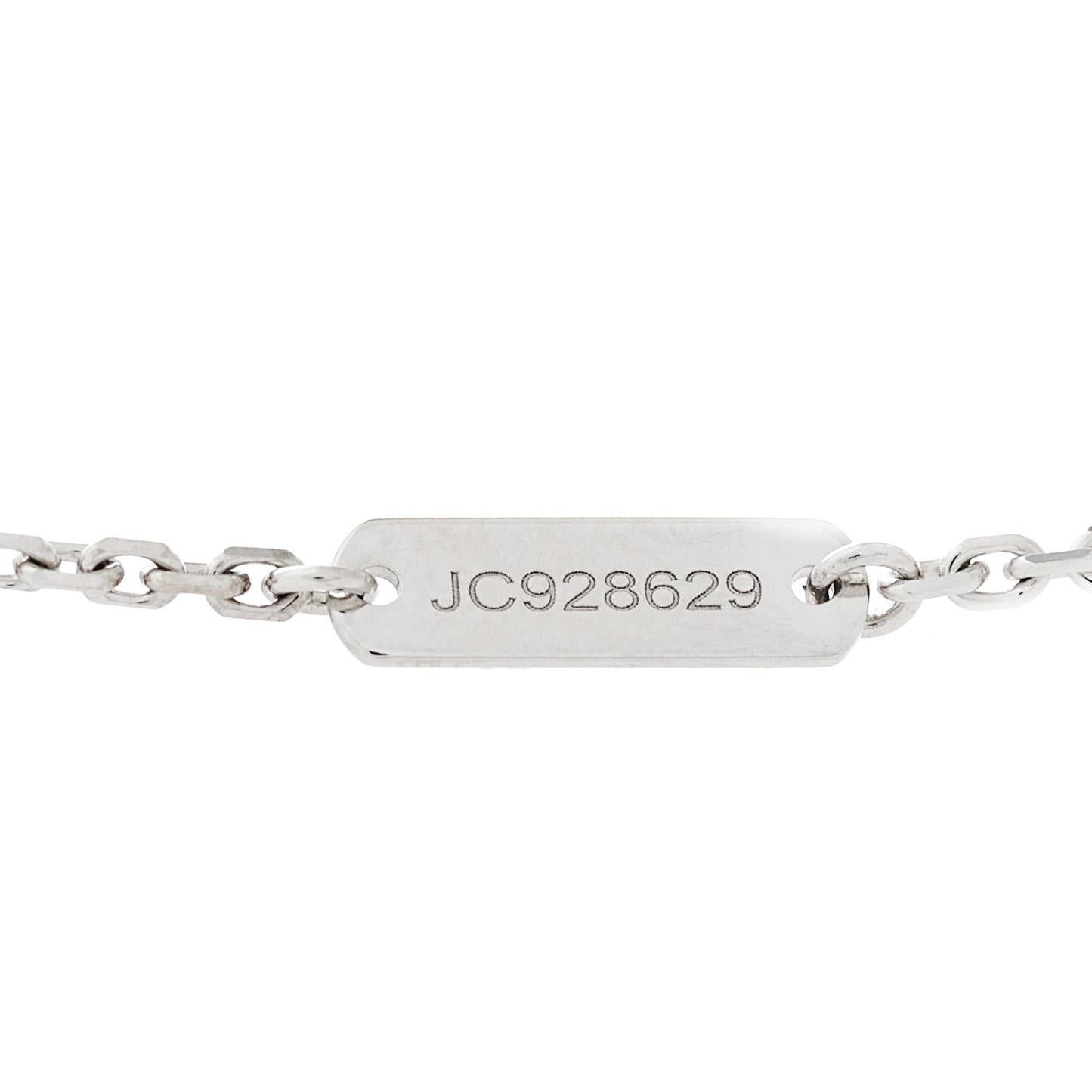 18K White Gold Chalcedony Vintage Alhambra Pendant Necklace