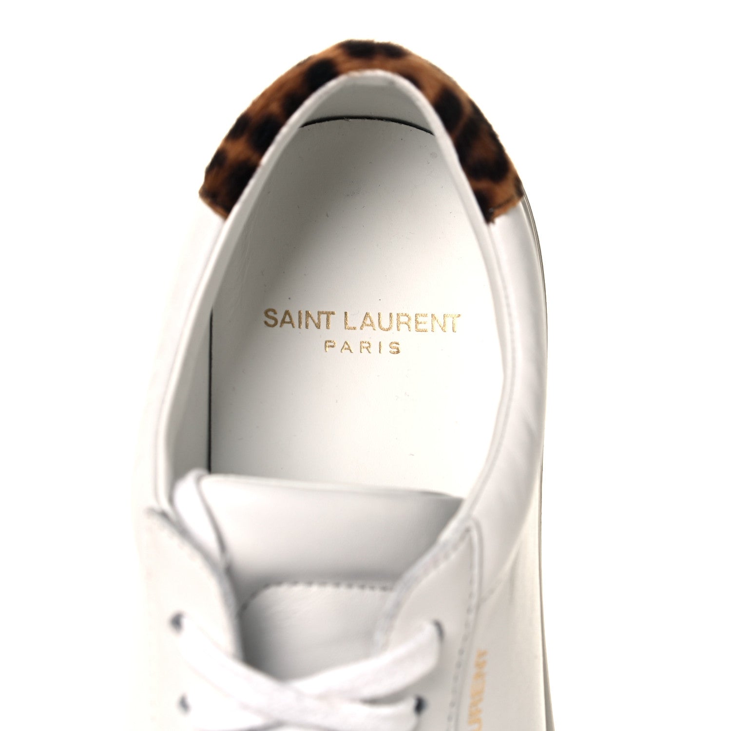 Saint Laurent Calfskin Pony Hair Leopard Print Andy Low Top Sneakers 38 Optic White 7 of 9