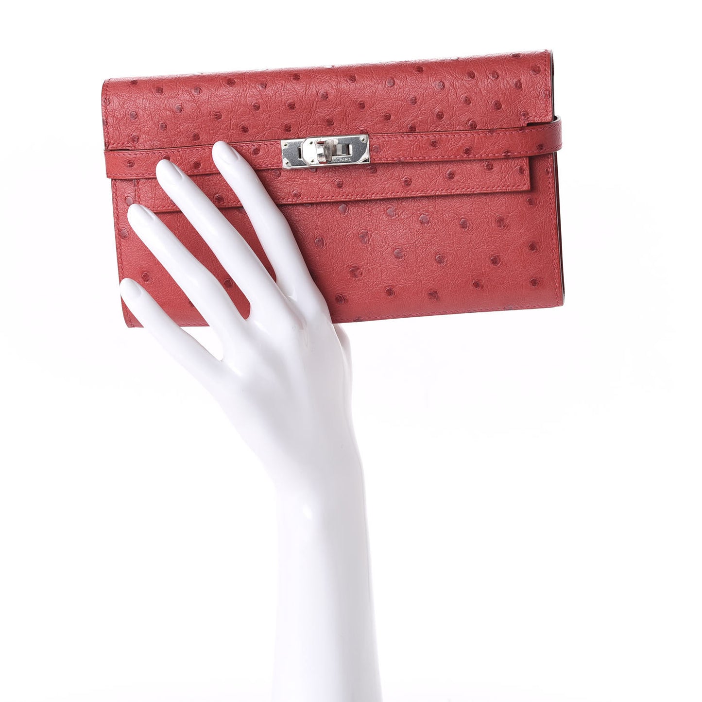 Ostrich Kelly Longue Wallet Bougainvillea