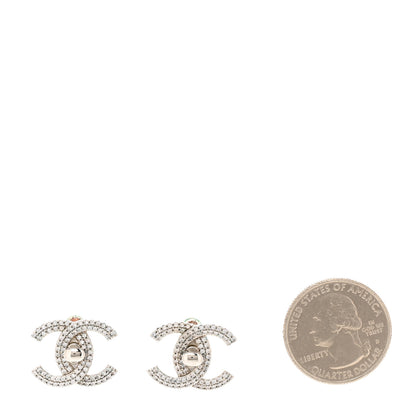 Chanel Crystal CC Turnlock Earrings Silver Silver 2 of 4