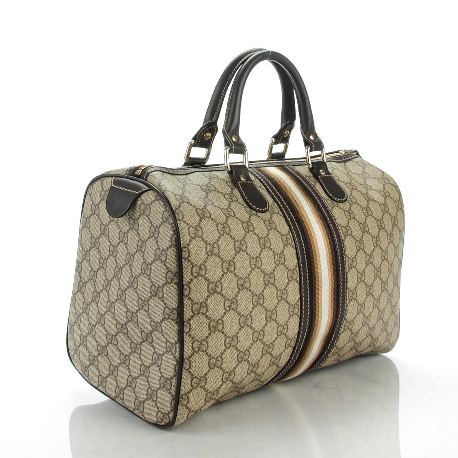 Gucci GG Plus Monogram Web Medium Joy Boston Dark Brown 3 of 7