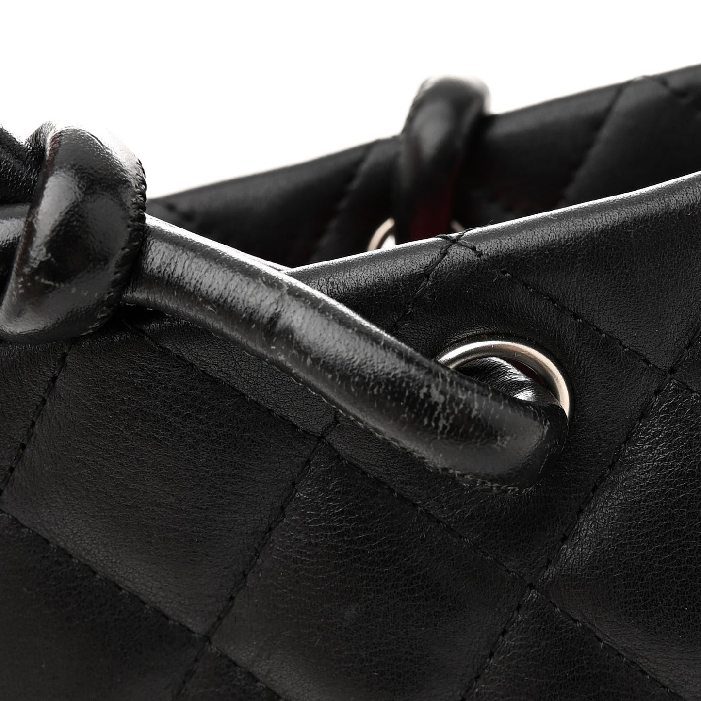 Calfskin Quilted Medium Cambon Tote Black White