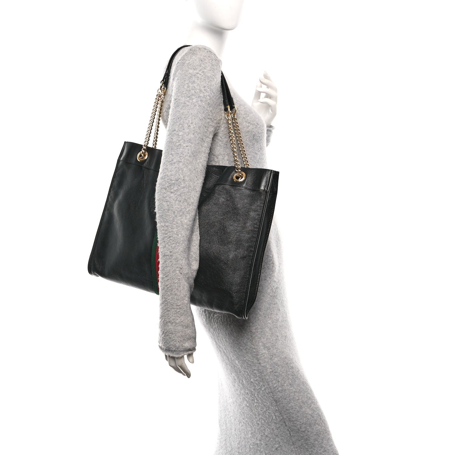 Gucci Calfskin Large Rajah Chain Tote Black 2 of 14