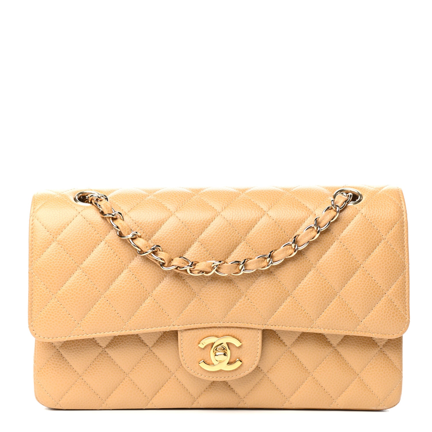 Chanel Caviar Quilted Medium Double Flap Beige 1 of 10