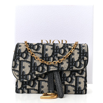 Christian Dior Oblique Nano Saddle Chain Pouch Blue 10 of 10