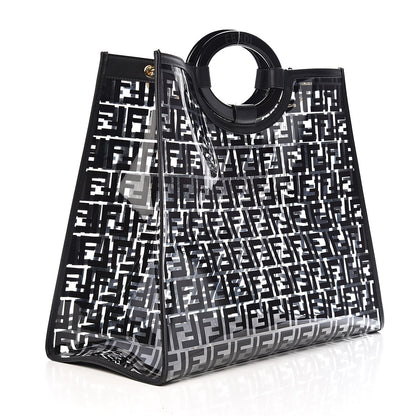 Fendi TPU FF Vitello Century Plexiglass Large Runaway Shopper Tote Black 3 of 12