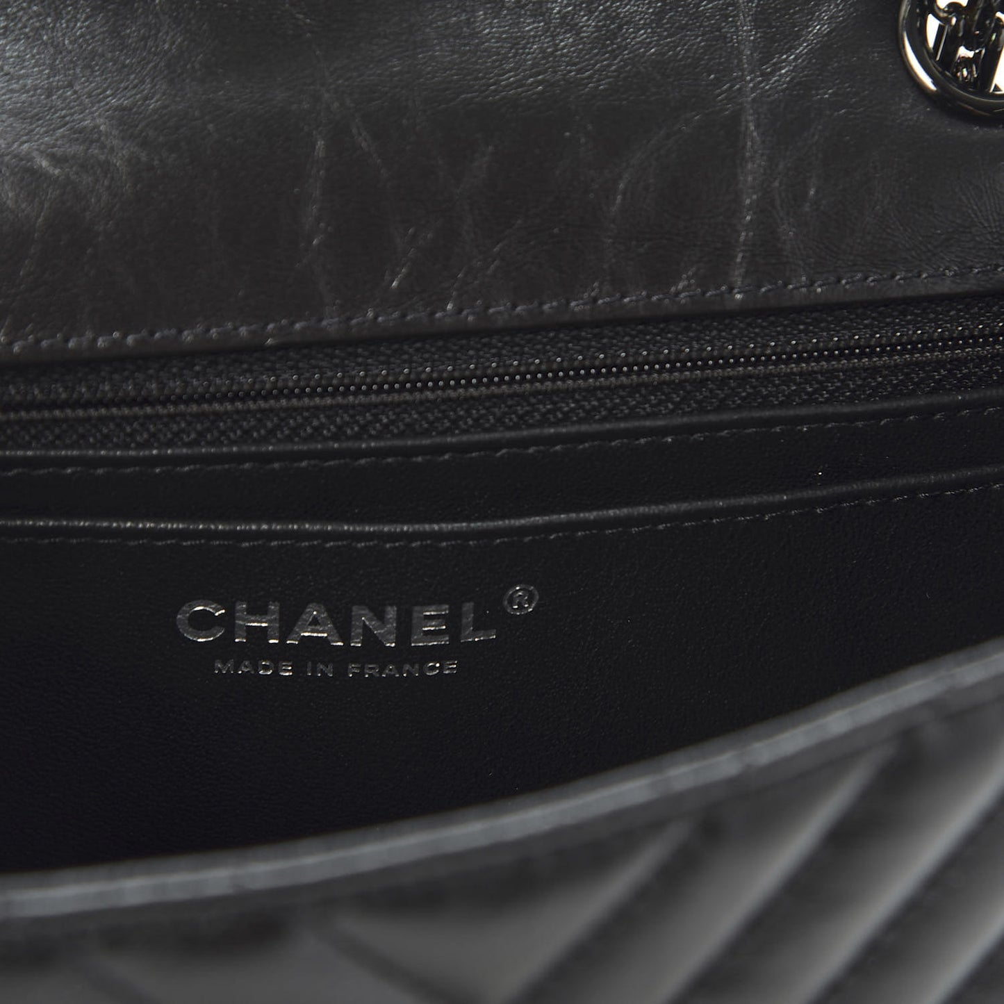 Aged Calfskin Chevron Quilted 2.55 Reissue Mini Flap So Black
