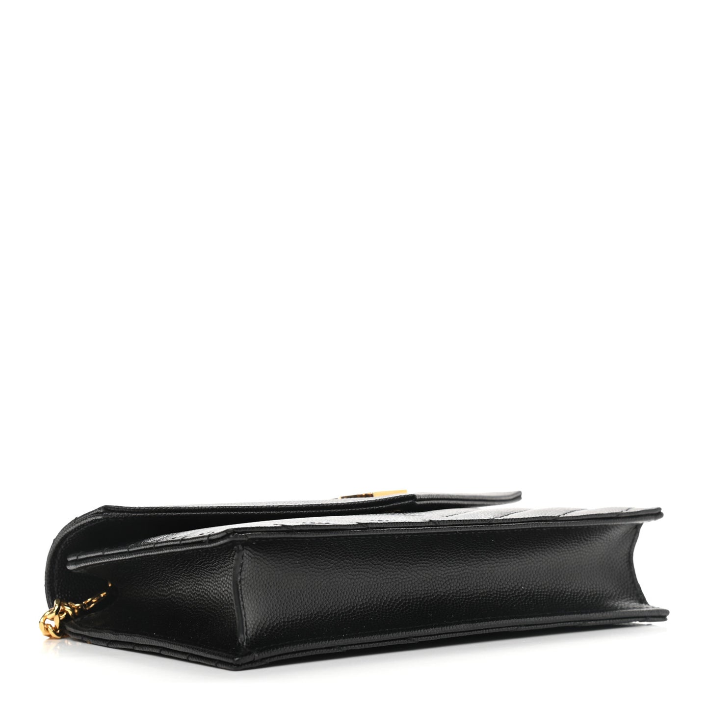 Grain De Poudre Matelasse Chevron Monogram Envelope Chain Wallet Black