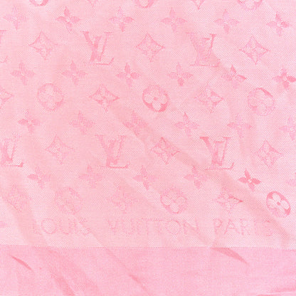 Louis Vuitton Silk Wool Monogram Denim Shawl Rose Petale 2 of 3