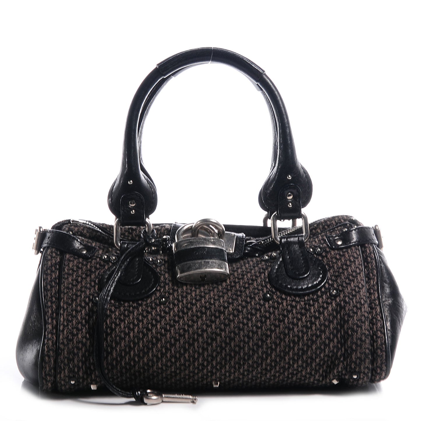 Leather Tweed Paddington Satchel Black