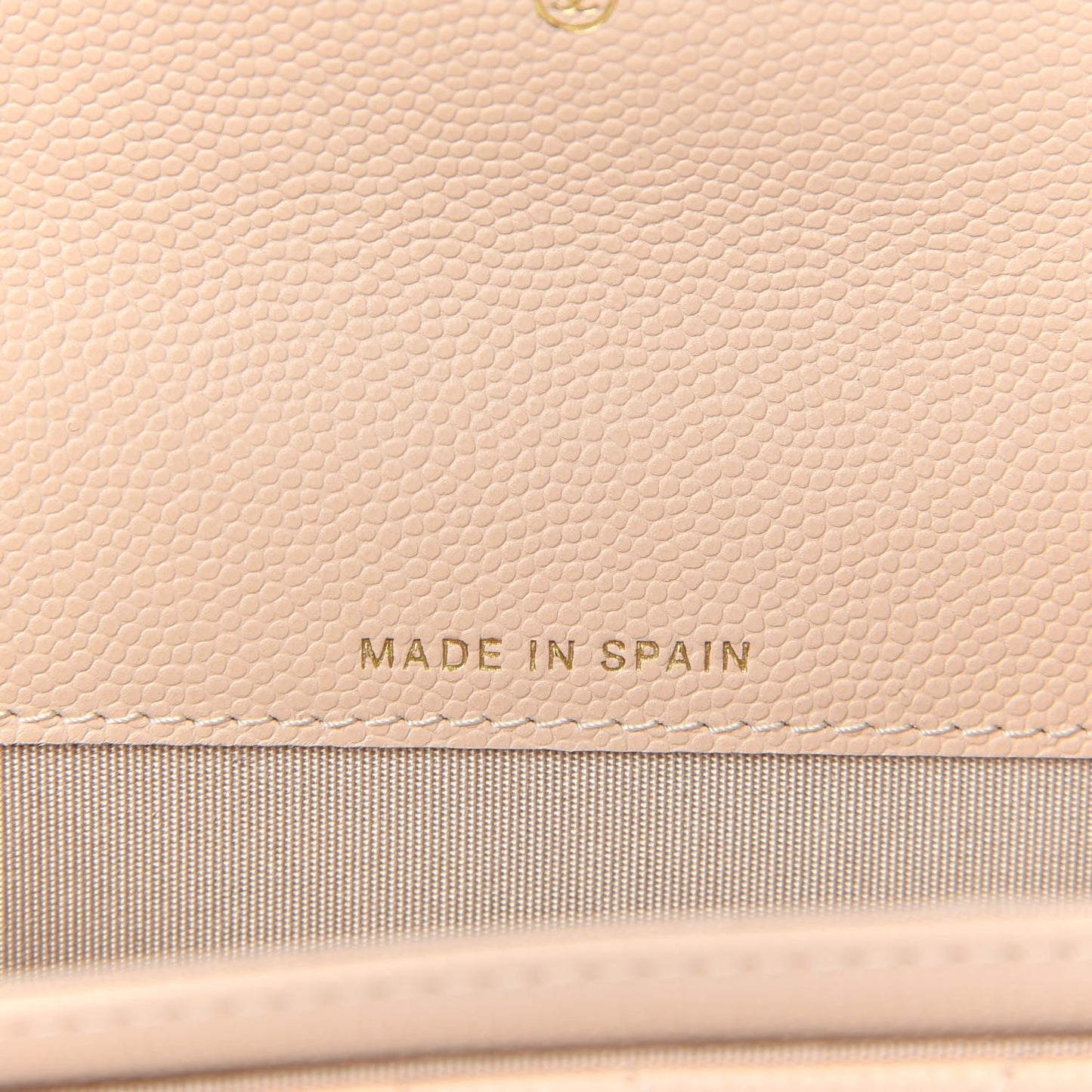 Caviar Pearl Quilted Coco Candy Flap Card Holder Beige
