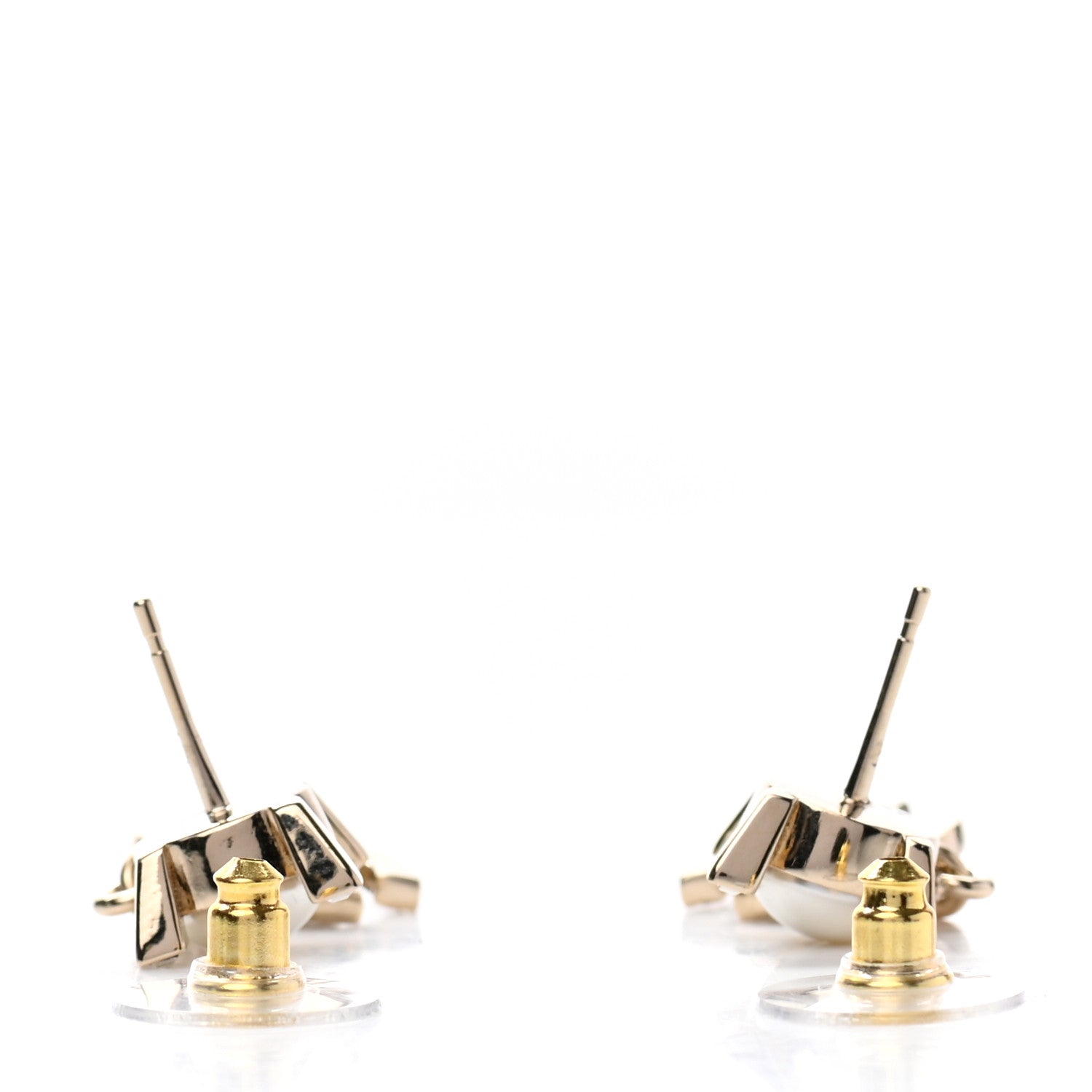 Chanel Pearl Crystal CC Drop Earrings Gold 3 of 4