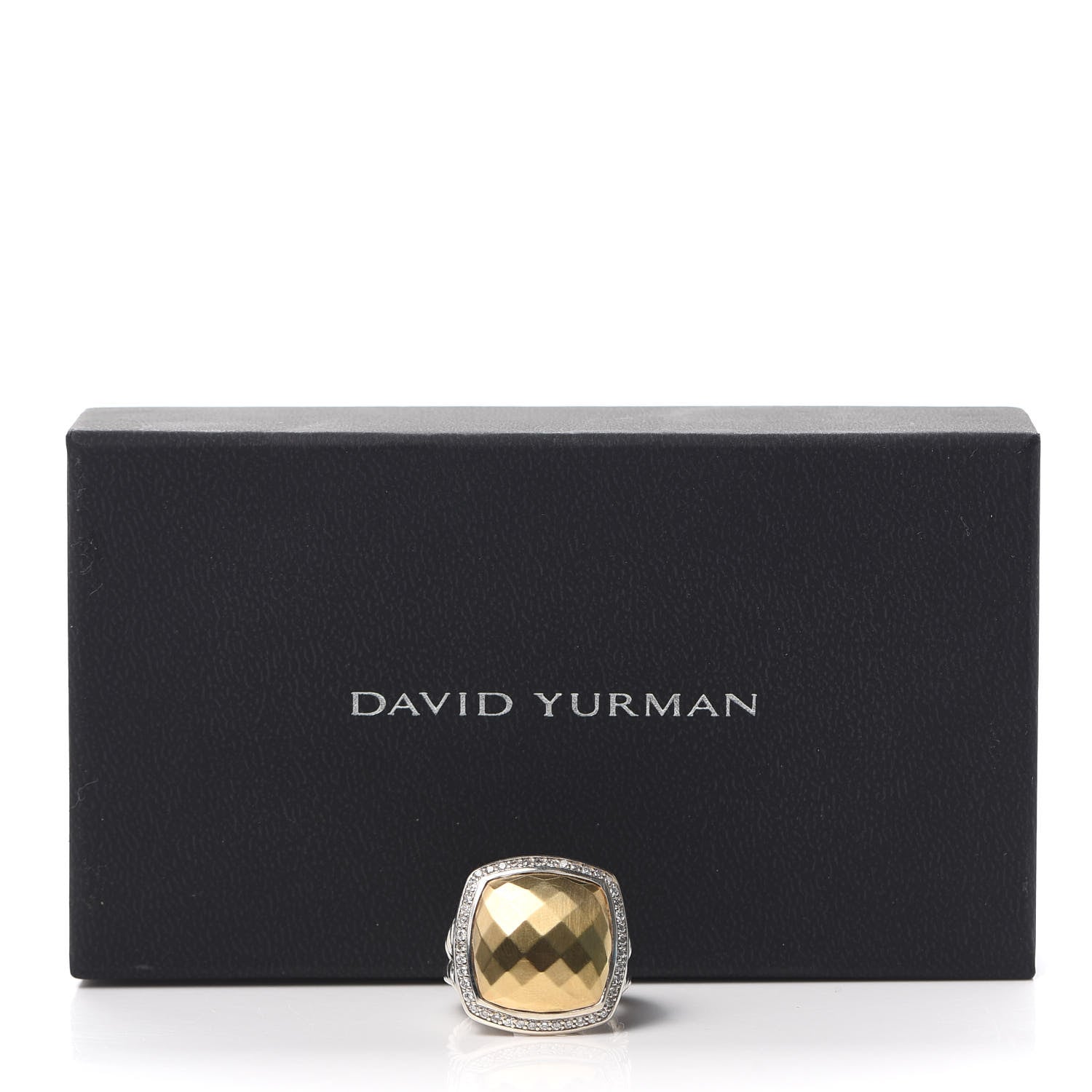 David Yurman Sterling Silver 18K Yellow Gold Diamond 17mm Albion Ring 58 8.5 6 of 6