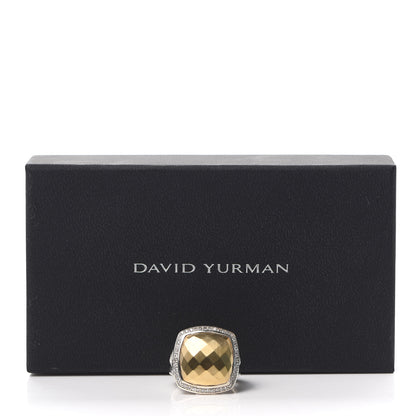 David Yurman Sterling Silver 18K Yellow Gold Diamond 17mm Albion Ring 58 8.5 6 of 6