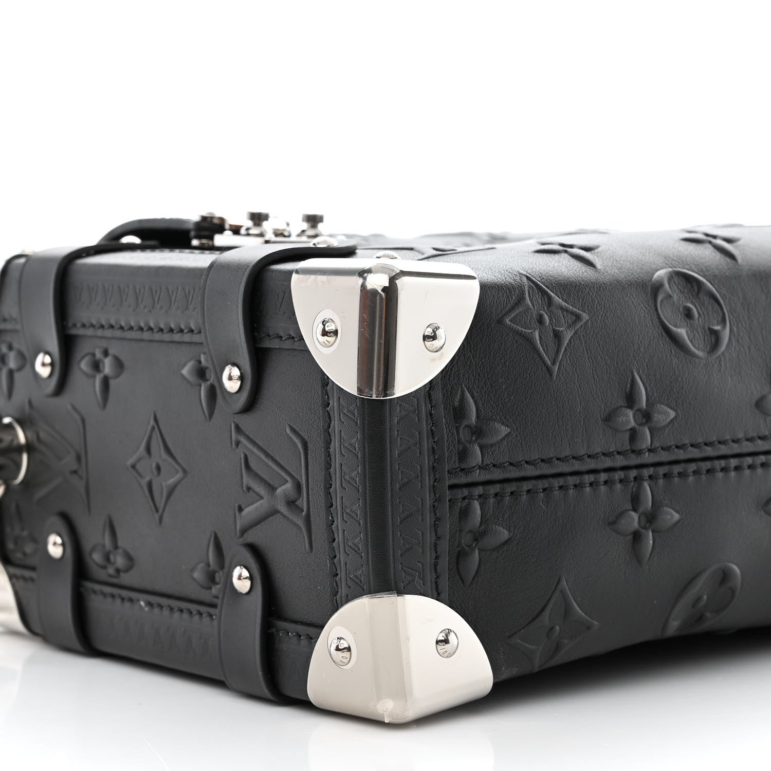 Louis Vuitton Calfskin Debossed Monogram Side Trunk Black 8 of 9