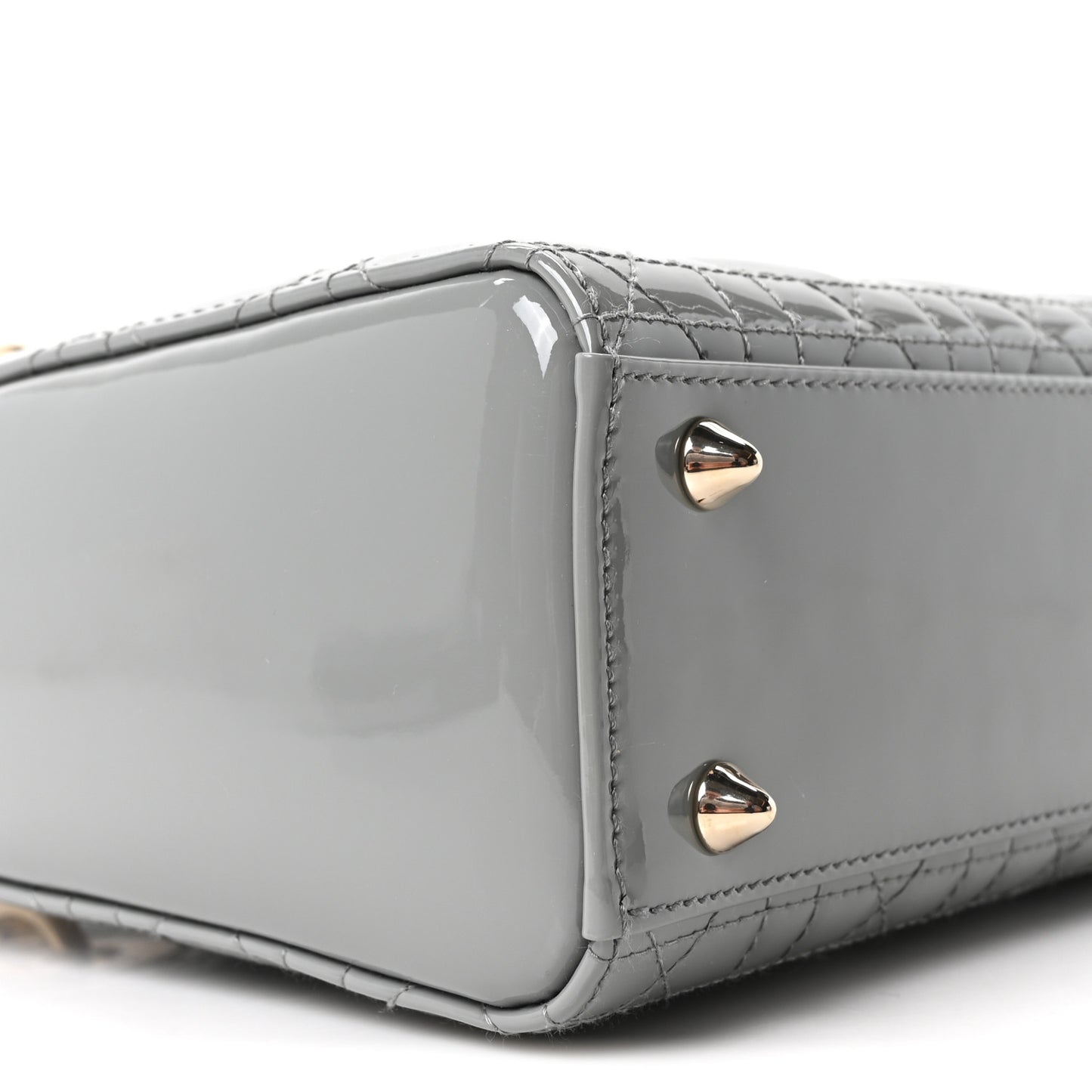 Patent Cannage Small Lady Dior Grey