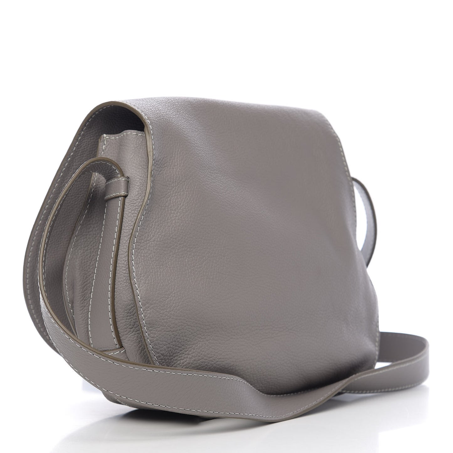 Grained Calfskin Medium Marcie Saddle Bag Cashmere Grey