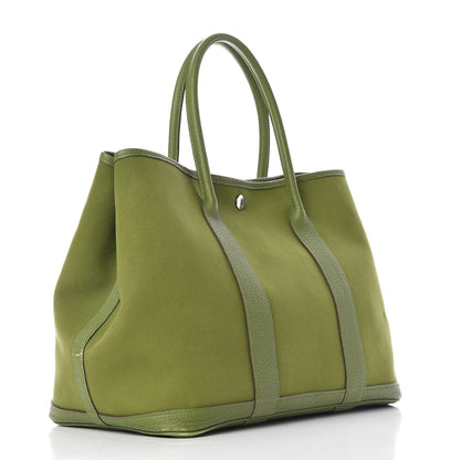 Hermes Toile Buffle Gala Garden Party 36 MM Tote Vert Anis 4 of 16