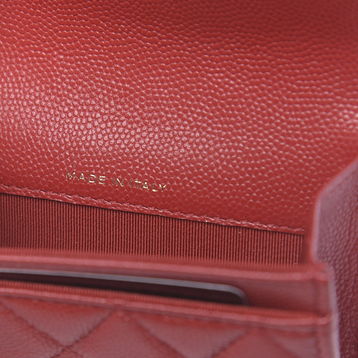 Caviar Quilted Flap Card Holder Wallet Red