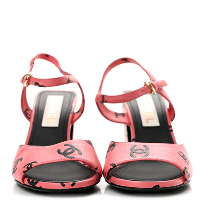 Chanel Printed Lambskin Coco Beach Sandals 37 Pink Black 3 of 11