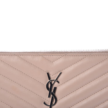 Saint Laurent Calfskin Matelasse Chevron Monogram A5 Wristlet Rose Poudre 11 of 13
