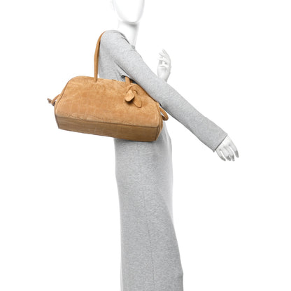 Jacquemus Suede Crocodile Embossed Le Turismo Bowling Bag Camel 2 of 10