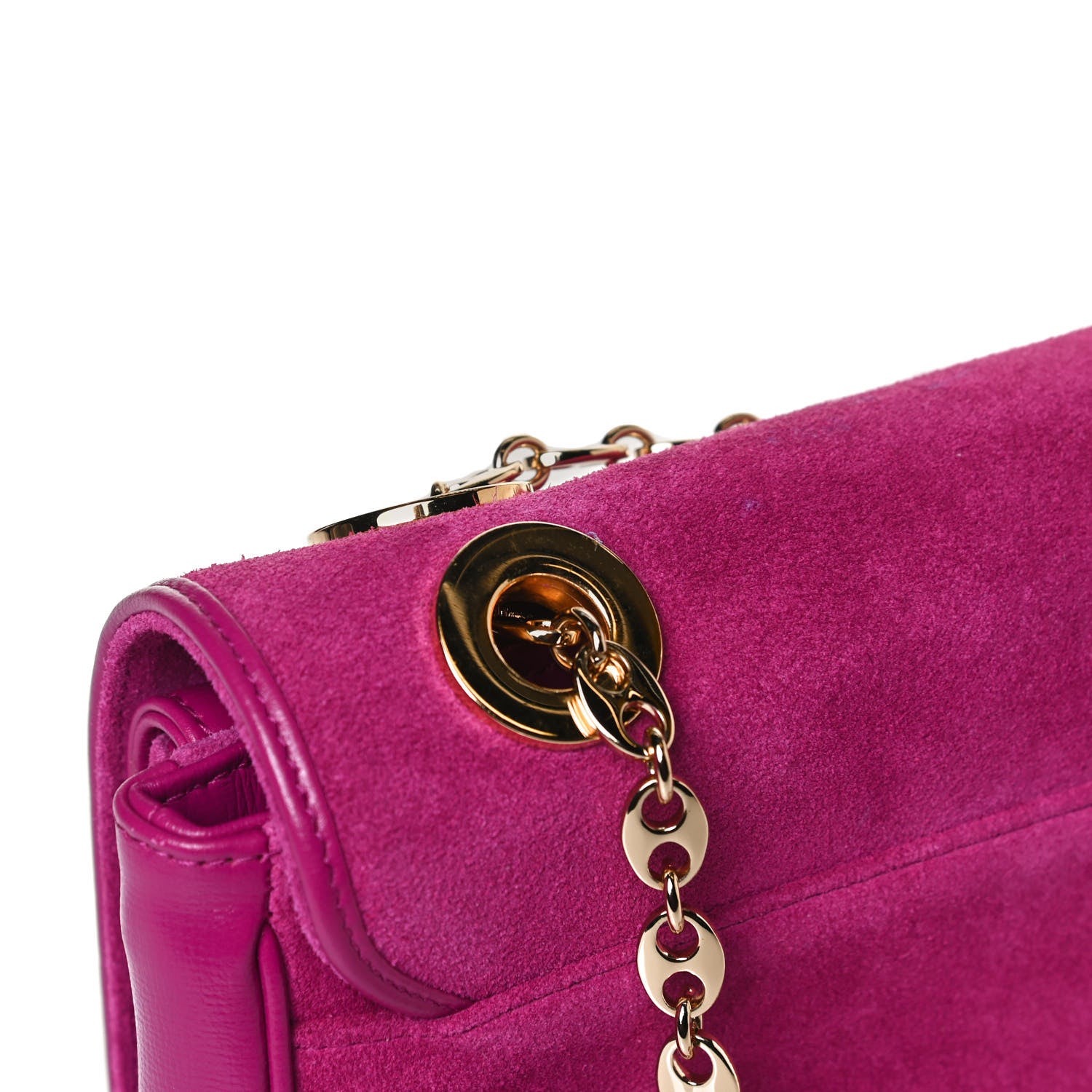 Gucci Suede Azalea Calfskin Small Marina Chain Shoulder Bag Fucsia 13 of 14