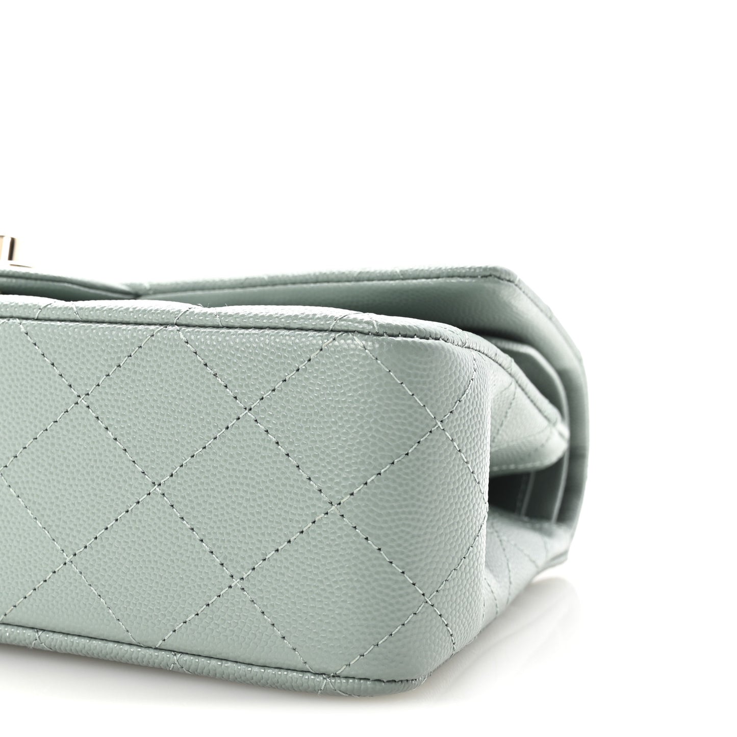 Caviar Quilted Medium Double Flap Dark Green