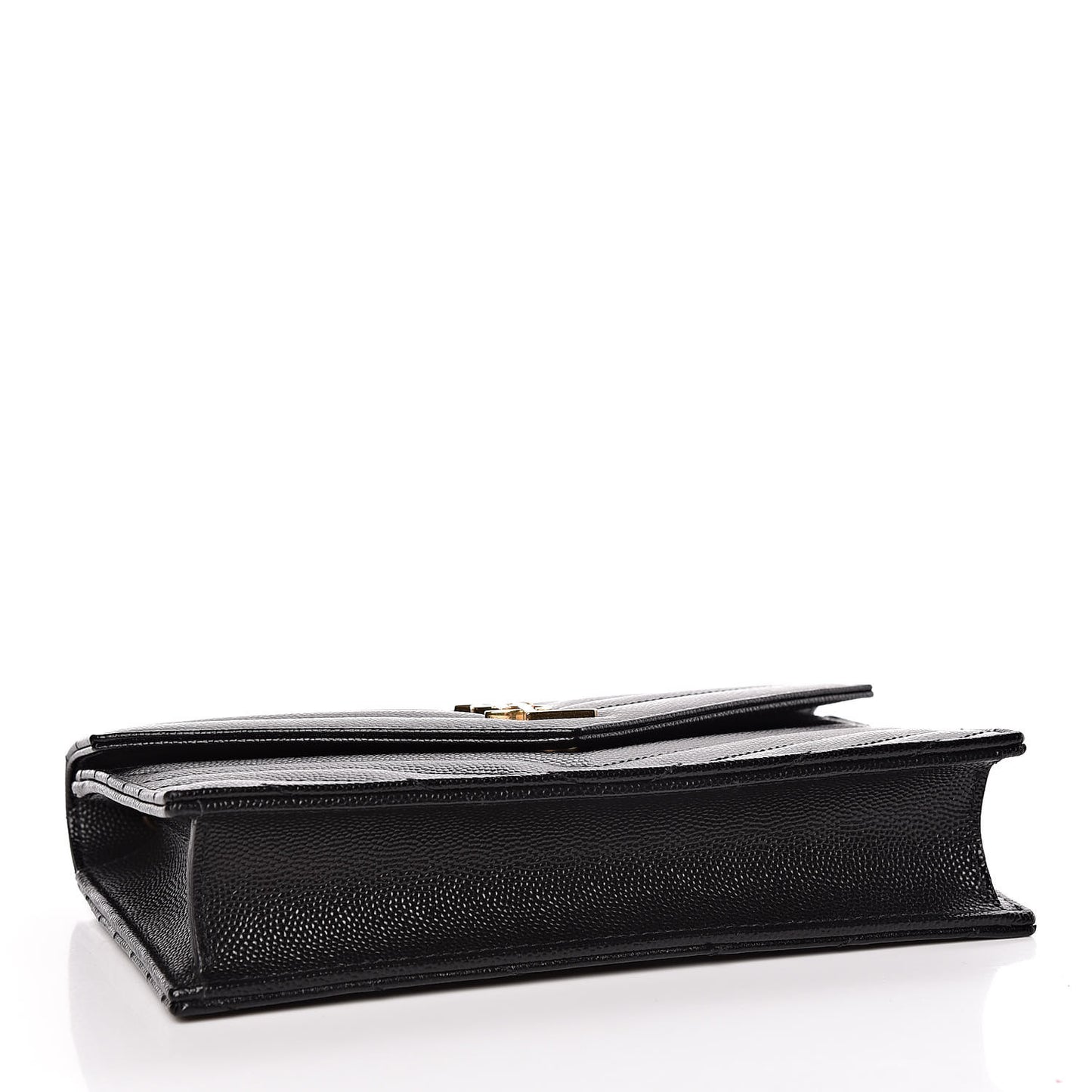 Grain De Poudre Matelasse Chevron Monogram Envelope Chain Wallet Black