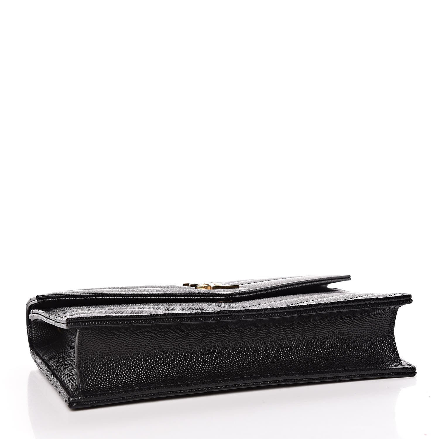 Saint Laurent Grain De Poudre Matelasse Chevron Monogram Envelope Chain Wallet Black 4 of 11