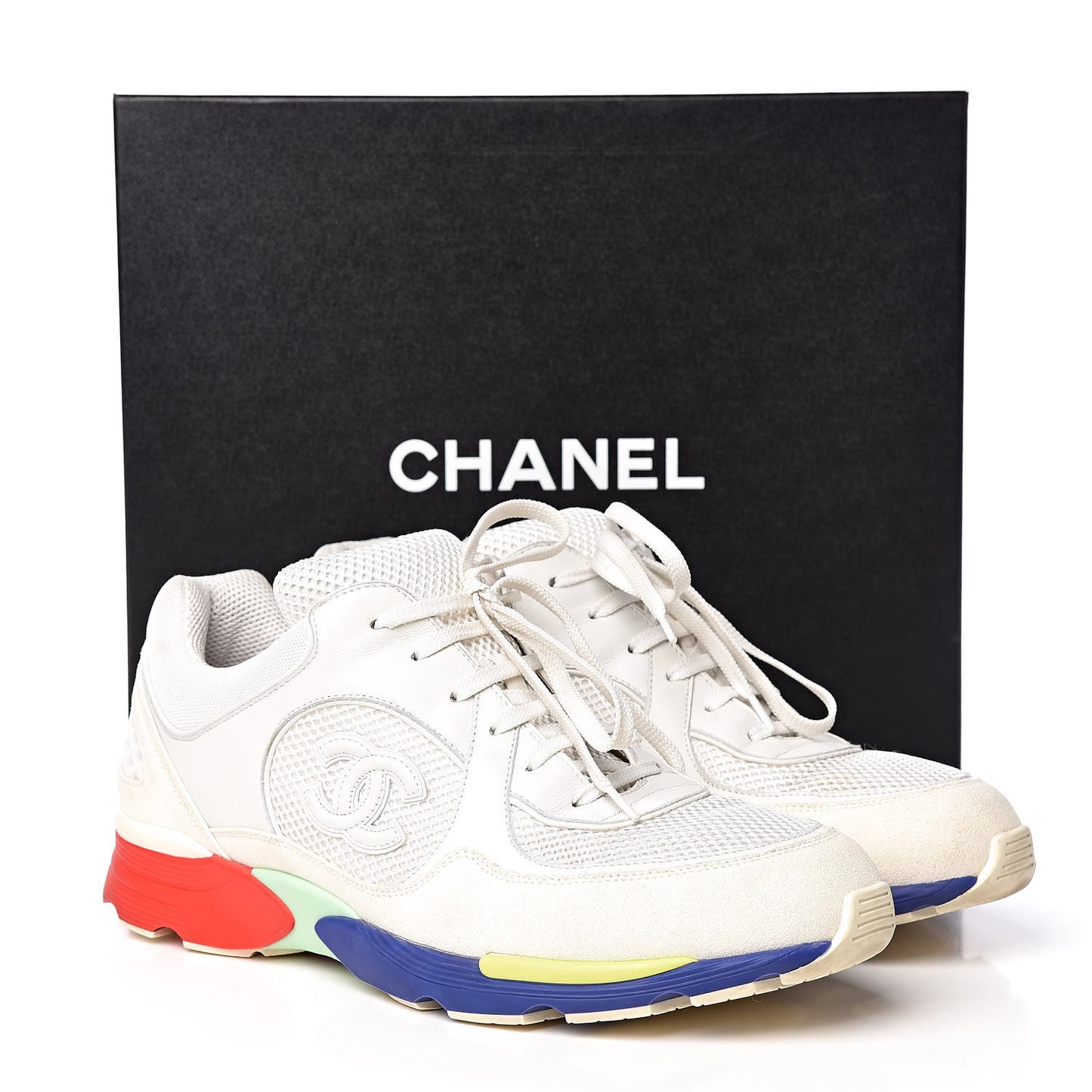 Calfskin Suede Fabric Mens Sneakers 44 White Blue Red