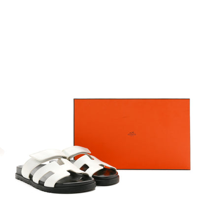 Hermes Calfskin Womens Chypre Sandals 38 White 13 of 13