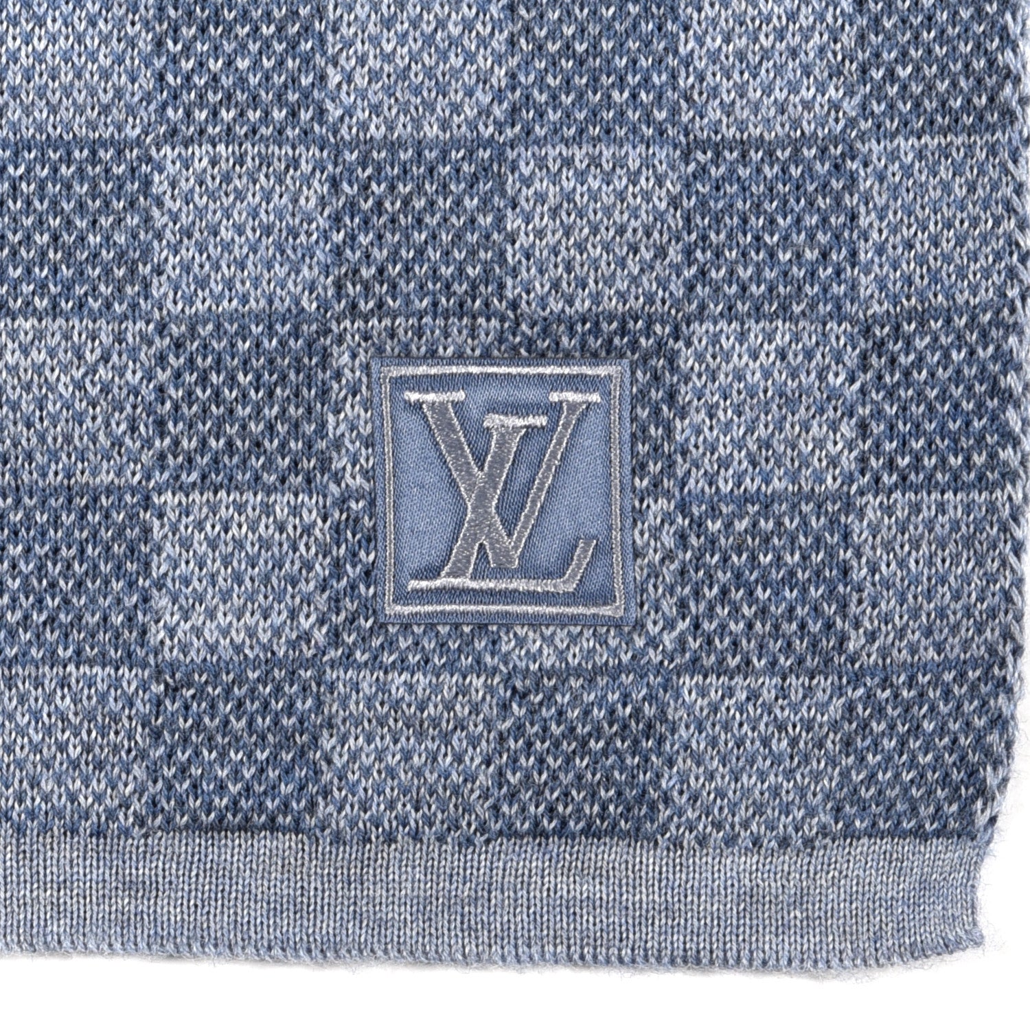 Louis Vuitton Wool Petit Damier Graphite Scarf Light Blue 4 of 5