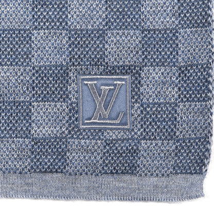 Louis Vuitton Wool Petit Damier Graphite Scarf Light Blue 4 of 5