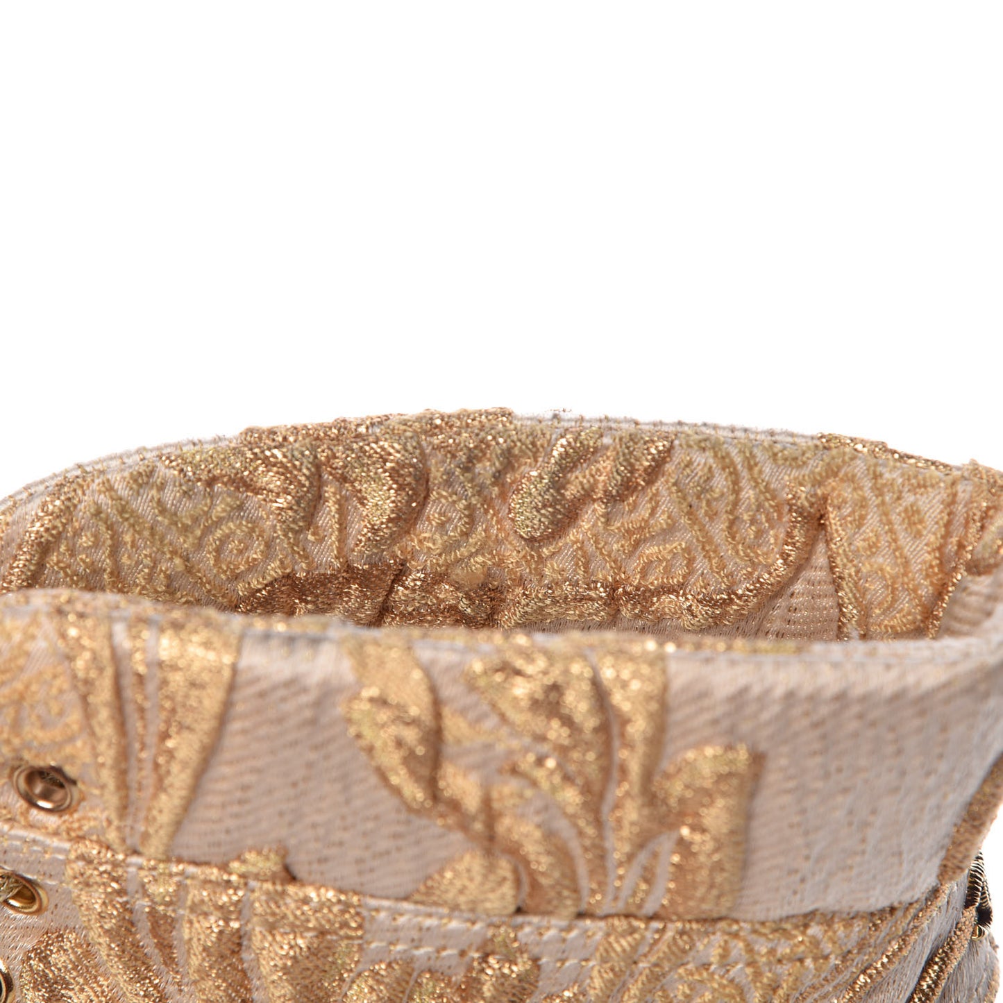 Brocade Lace Up Open Toe Booties 39.5 Beige