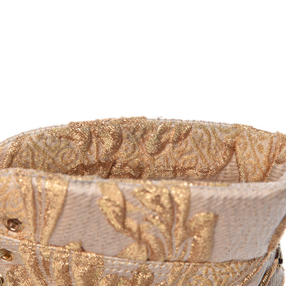 Chanel Brocade Lace Up Open Toe Booties 39.5 Beige 12 of 16