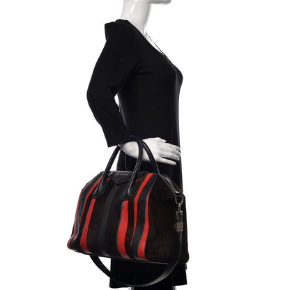 Givenchy Calf Hair Goatskin Smooth Calfskin Patchwork Medium Antigona Black Red 3 of 19