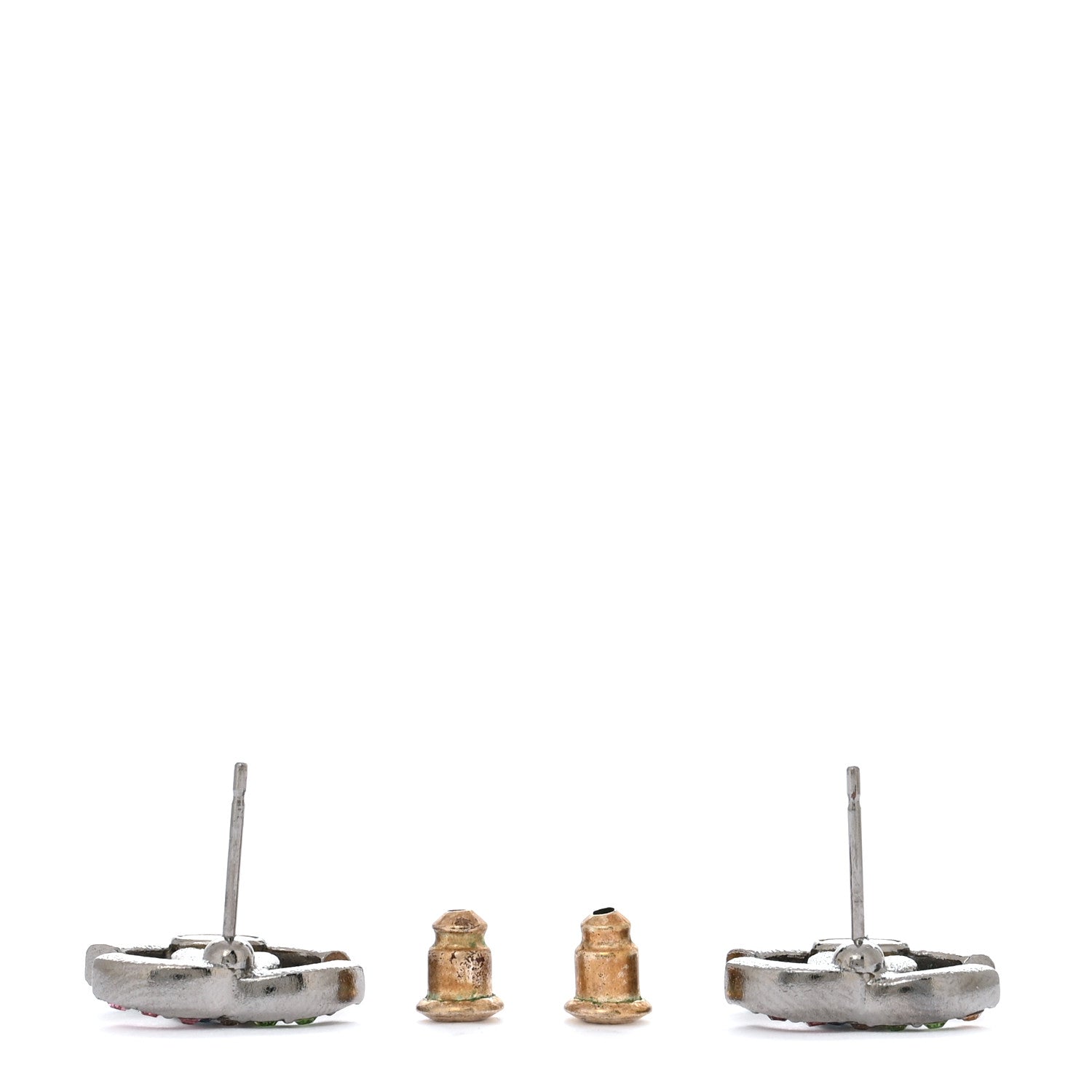 Chanel Ruthenium Crystal CC Earrings Multicolor 3 of 7
