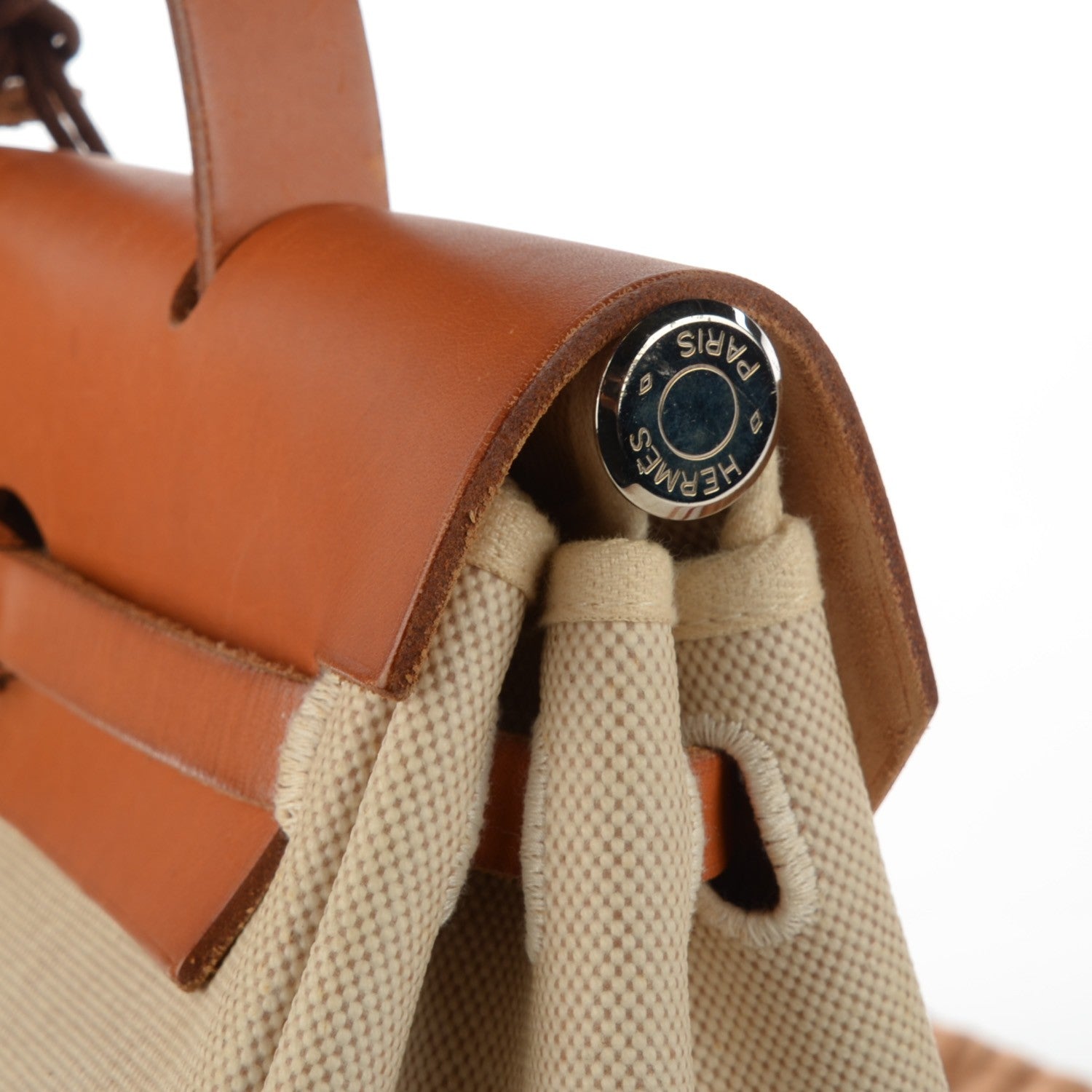 Hermes Toile Vache Calfskin Herbag 30 PM Backpack Natural 6 of 14