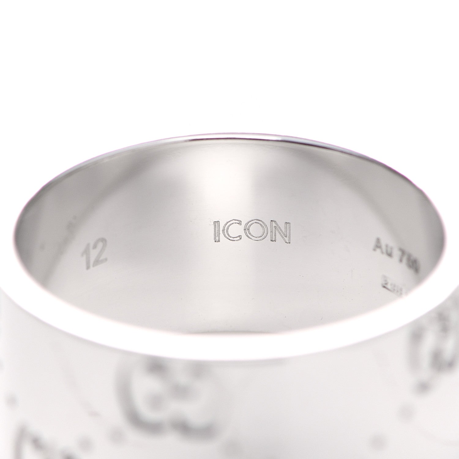 Gucci 18K White Gold 9mm Icon Band Ring 52 6 6 of 7