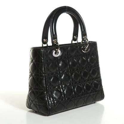 Christian Dior Lambskin Cannage Medium Lady Dior Black 3 of 9