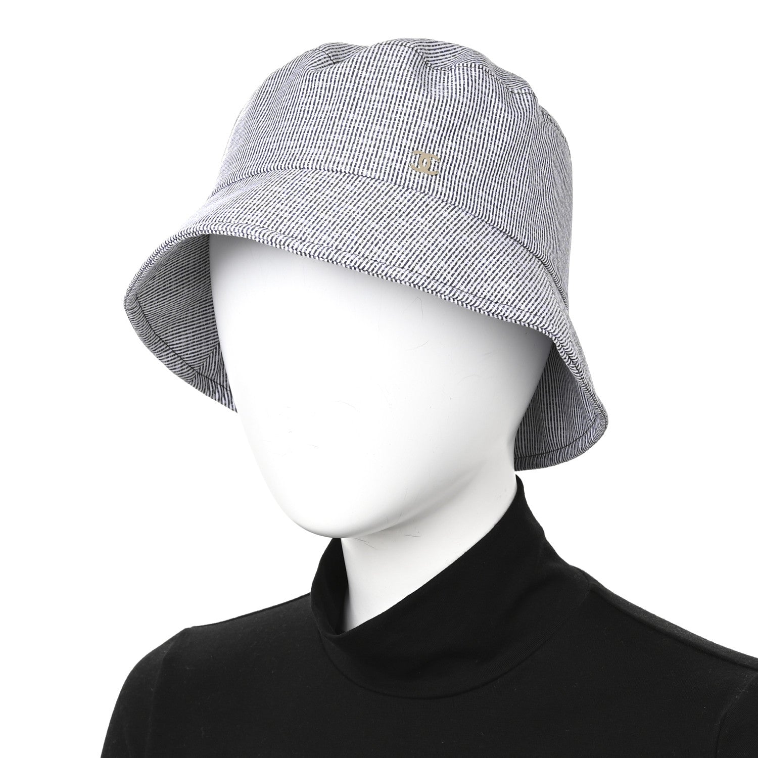 Chanel Cotton Bucket Hat M Navy White 2 of 10