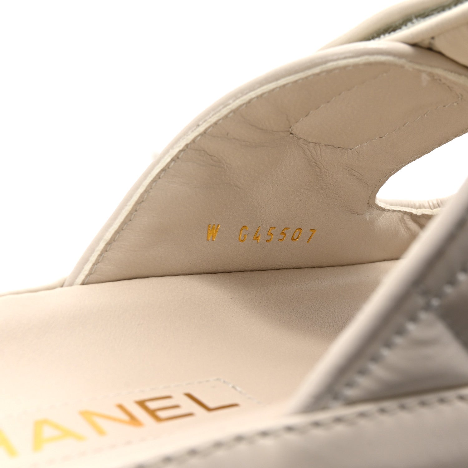 Chanel Shiny Calfskin Quilted Velcro Dad Pearl CC Slide Sandals 39.5 Light Beige 9 of 10