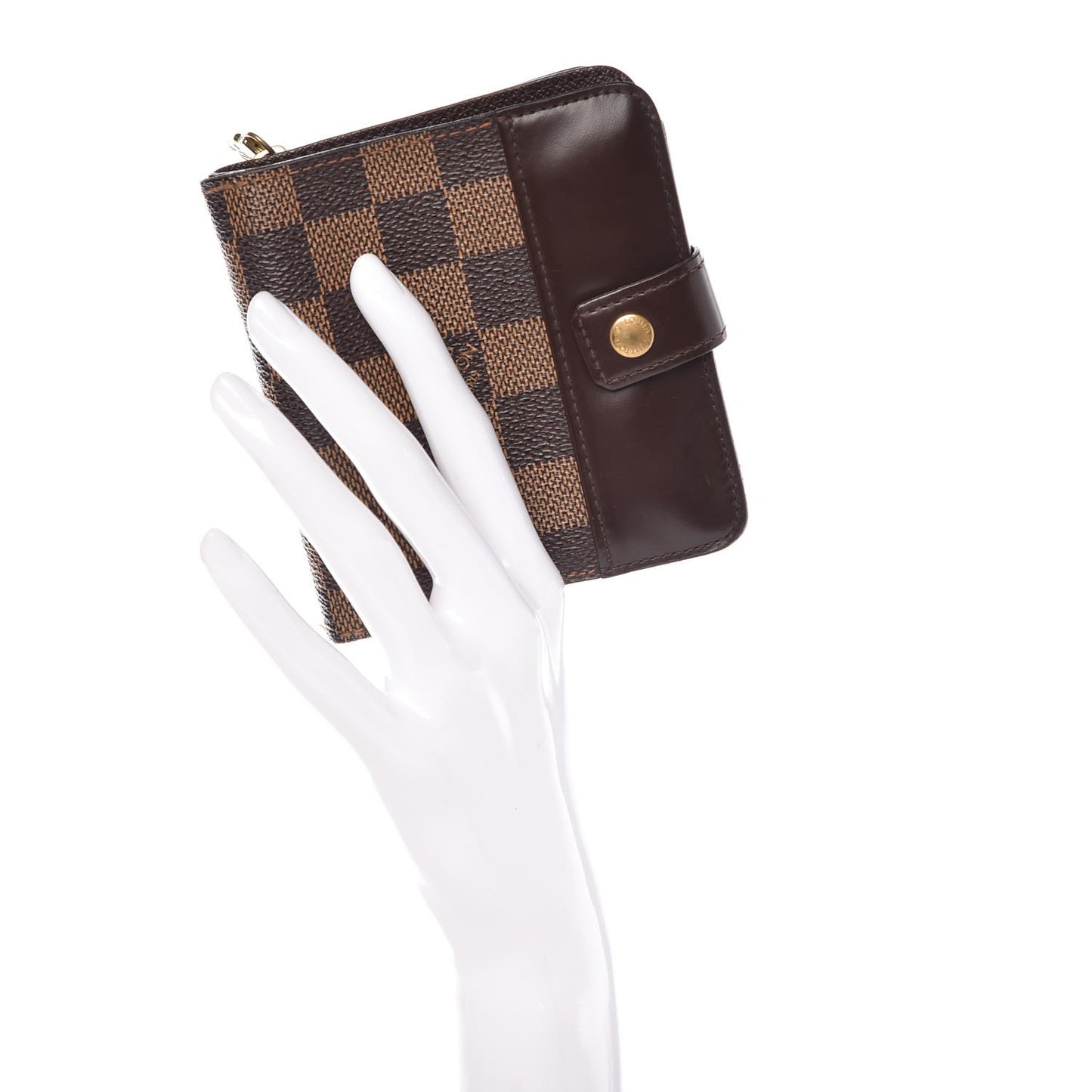 Damier Ebene Zippe Zipped Compact Wallet
