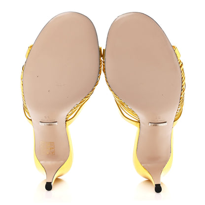 Gucci Metallic Nappa Crawford Knot Mid Heel Slide Sandals 38 Gold 5 of 7