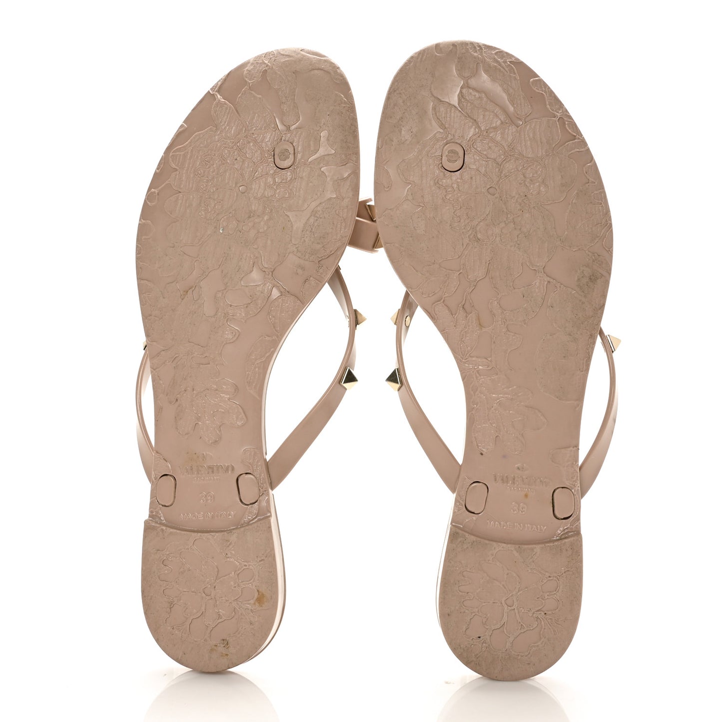 PVC Jelly Rockstud Bow Thong Sandals 39 Poudre