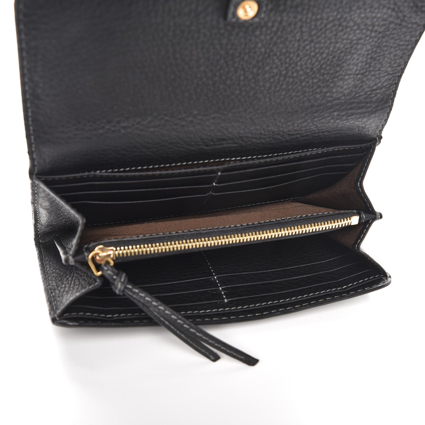 Calfskin Marcie Continental Flap Wallet Black