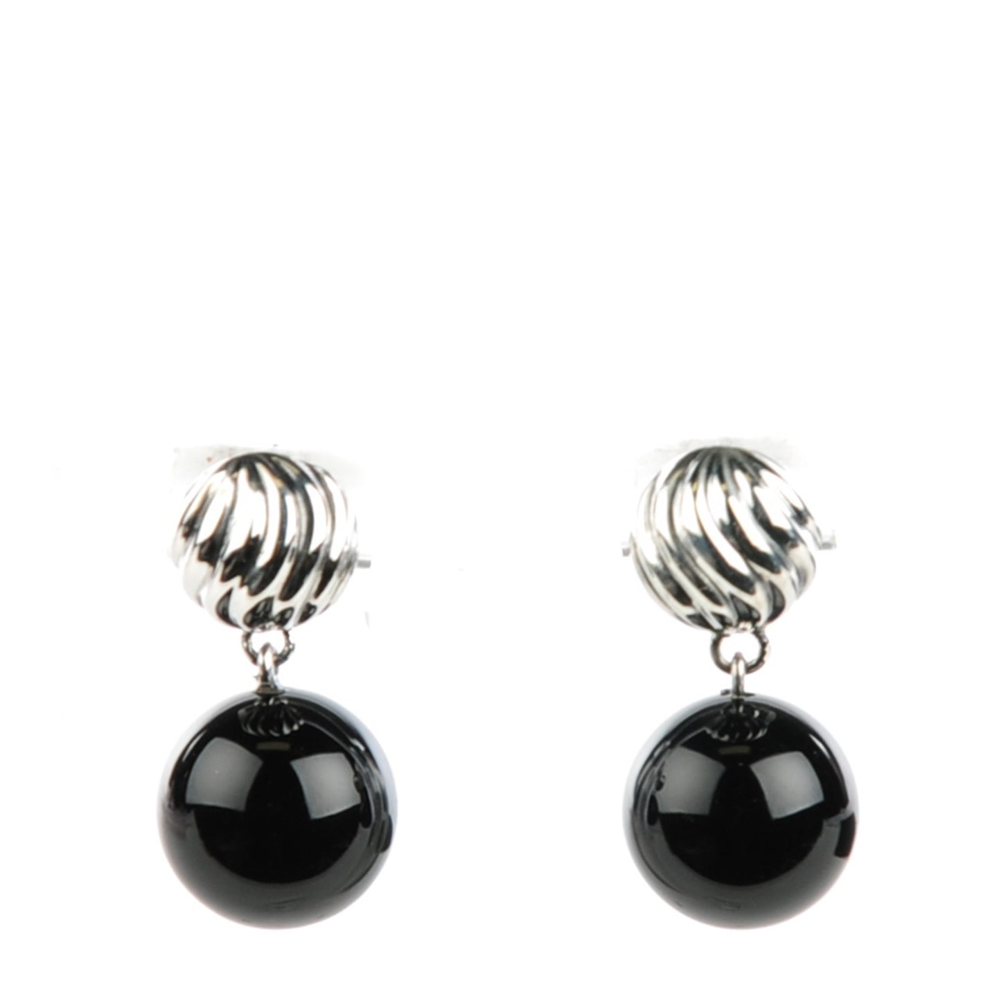 Sterling Silver Black Onyx 12mm Elements Drop Earrings